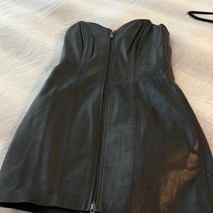 Super sexy leather zip in front dress